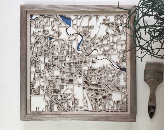 Ann Arbor Wood Map - 3D Laser Cut Map