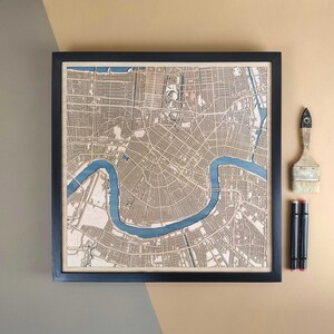 Carte en bois personnalisée de la Nouvelle-Orléans - Cadeau d'art mural pour décoration d'intérieur