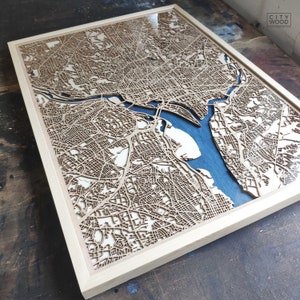 Carte en bois de Washington - Plan de la ville en 3D