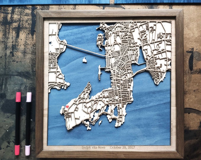 Newport Wood Map - Laser Cut Wood Gifts