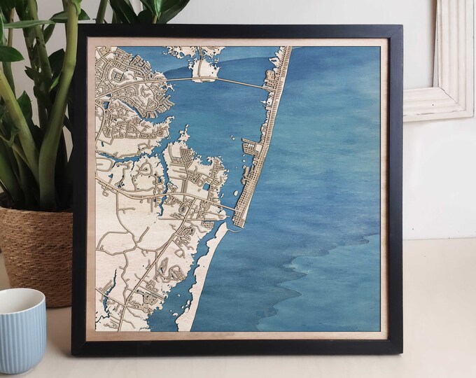 Ocean City Custom Wood Map - Personalized Art Gift