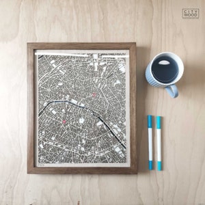 Plan de Paris en bois - Décoration murale