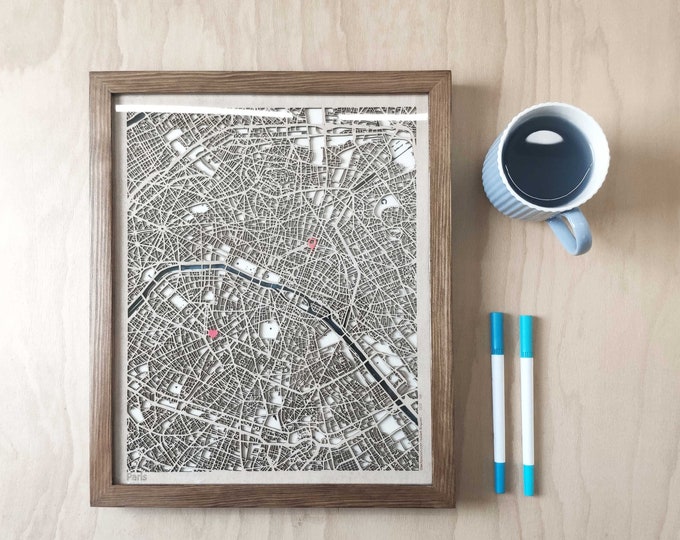 Paris Wood Map - Wall Decor