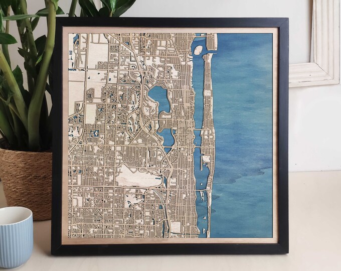 Palm Beach Custom Wood Map - Personalized Art Gift
