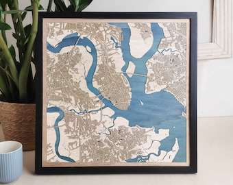 Charleston Custom Wood Map - Personalized Art Gift