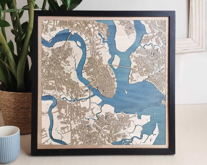Charleston Custom Wood Map - Personalized Art Gift