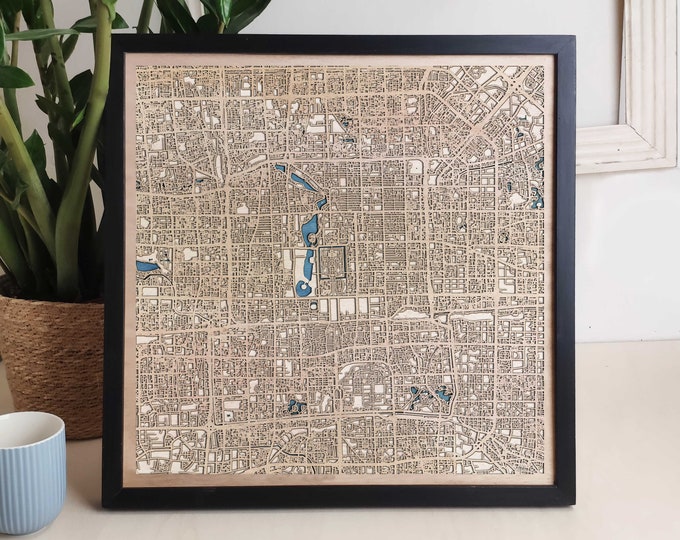 Beijing Custom Wood Map - Personalized Art Gift