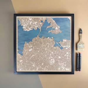 Carte en bois personnalisée d'Auckland - Cadeau d'art mural pour décoration d'intérieur
