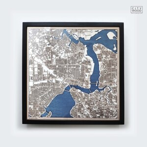 Carte en bois de Jacksonville - cadeau 5e anniversaire - carte en bois personnalisée découpée au laser encadré cartes art mural - cadeau de fiançailles de mariage pour couple