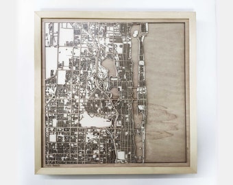 Palm Beach Wooden Map Art – Laser Cut 3D City Streets
