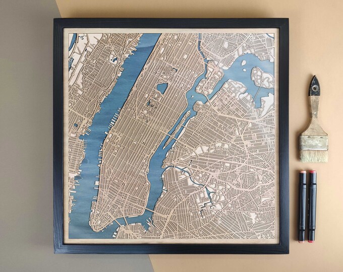 New York Personalized Wooden Map - Home Decor Wall Art Gift