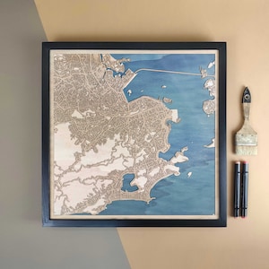 Carte en bois personnalisée de Rio de Janeiro - Cadeau d'art mural décoration d'intérieur