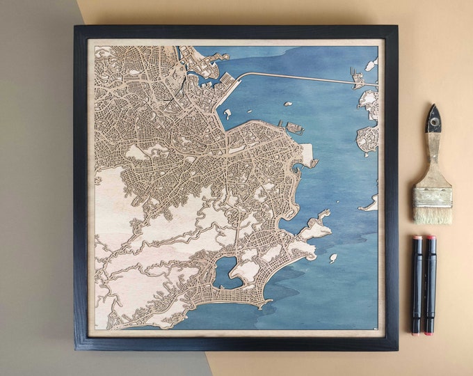 Rio de Janeiro Personalized Wooden Map - Home Decor Wall Art Gift