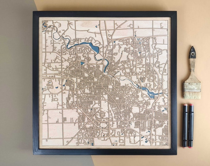 Ann Arbor Personalized Wooden Map - Home Decor Wall Art Gift