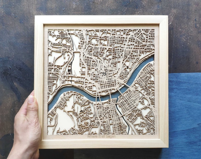 Cincinnati Wood Map - 3D Laser Cut Map