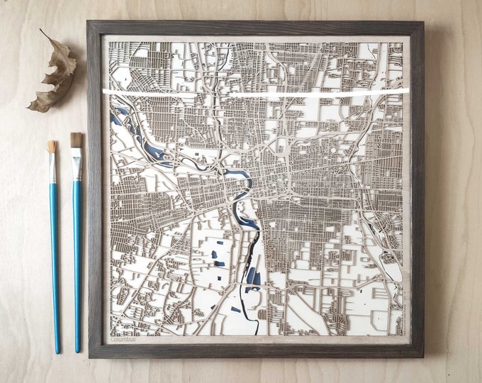 Columbus Wooden Map - Laser Engraved