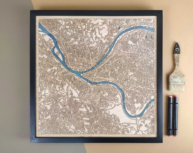 Pittsburgh Personalized Wooden Map - Home Decor Wall Art Gift