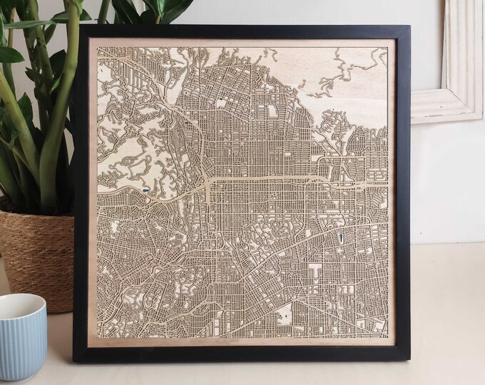 Pasadena Custom Wood Map - Personalized Art Gift