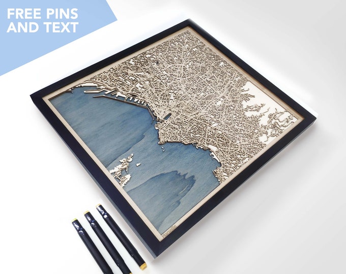 Marseille Wood Map - Laser Cut Wood Gifts