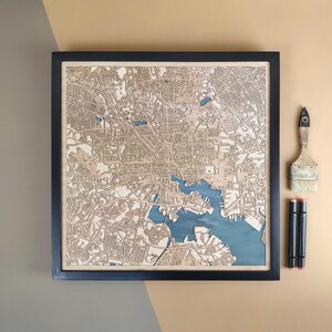 Carte en bois personnalisée de Baltimore - Cadeau d'art mural pour décoration d'intérieur