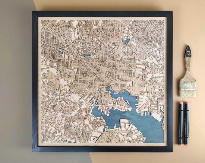 Baltimore Personalized Wooden Map - Home Decor Wall Art Gift