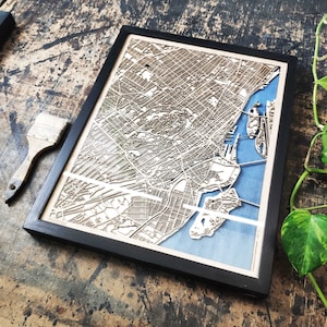 Plan en bois de Montréal - Plan de la ville en 3D