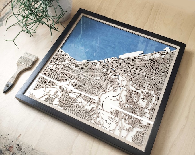 Cleveland Wooden Map - Laser Engraved