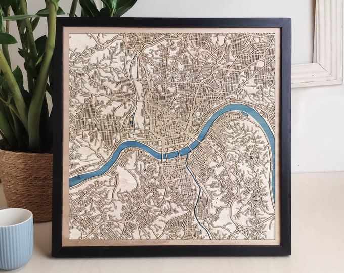 Cincinnati Custom Wood Map - Personalized Art Gift