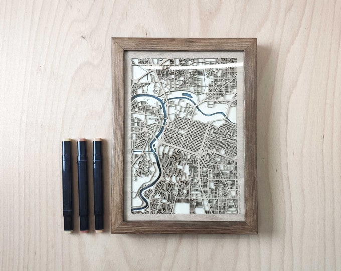 Sacramento Wooden Map - Laser Engraved