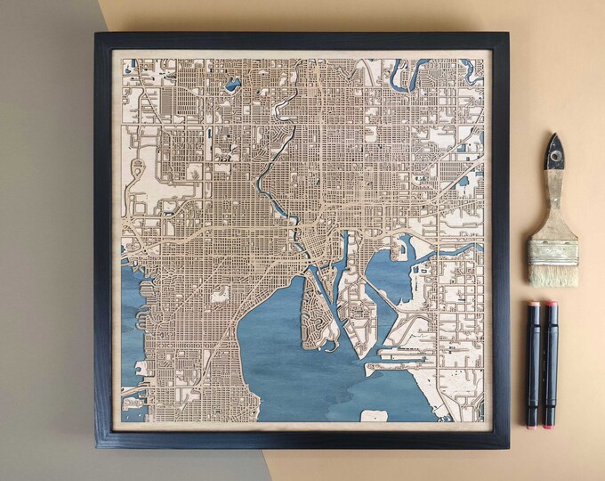 Tampa Personalized Wooden Map - Home Decor Wall Art Gift
