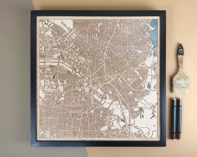 Dallas Personalized Wooden Map - Home Decor Wall Art Gift