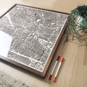 Houten kaart van Los Angeles - 3D-lasergesneden kaart