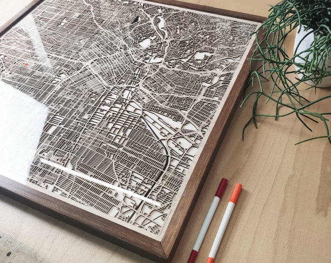 Los Angeles Wood Map - 3D Laser Cut Map