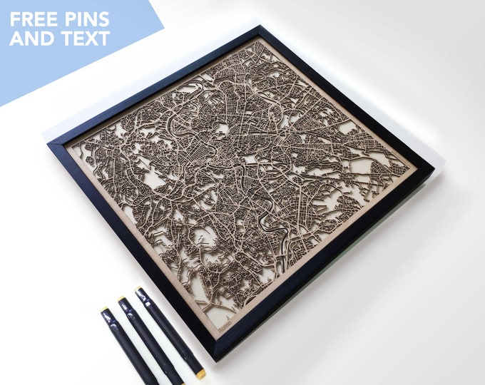 Rome Wood Map - Laser Cut Wood Gifts