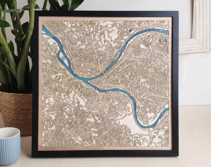 Pittsburgh Custom Wood Map - Personalized Art Gift