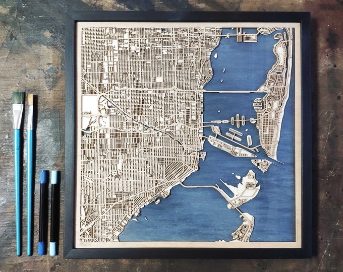 Miami Wood Map - 3d City Map