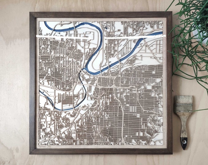 Kansas City Wood Map - 3D Laser Cut Map