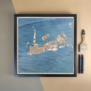 Carte en bois personnalisée de Key West - Cadeau d'art mural pour décoration d'intérieur