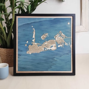 Carte en bois personnalisée de Key West - Cadeau artistique personnalisé
