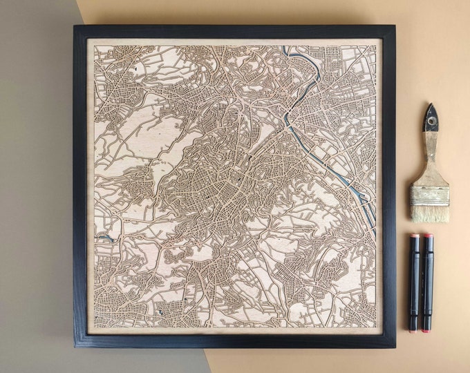 Stuttgart Personalized Wooden Map - Home Decor Wall Art Gift
