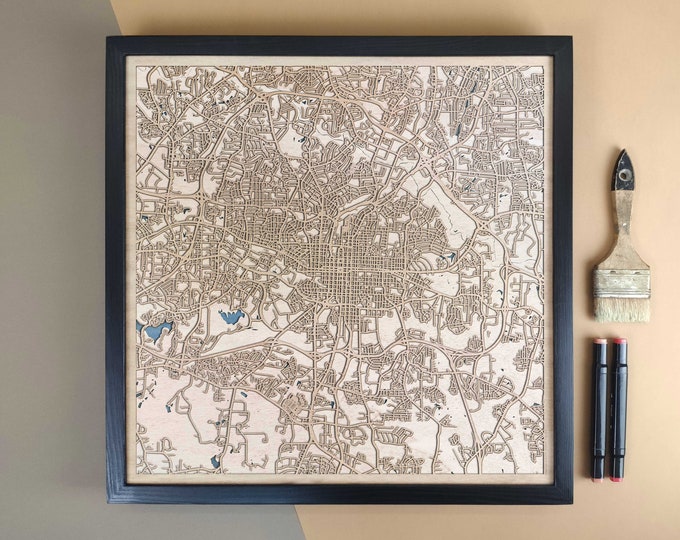 Raleigh Personalized Wooden Map - Home Decor Wall Art Gift