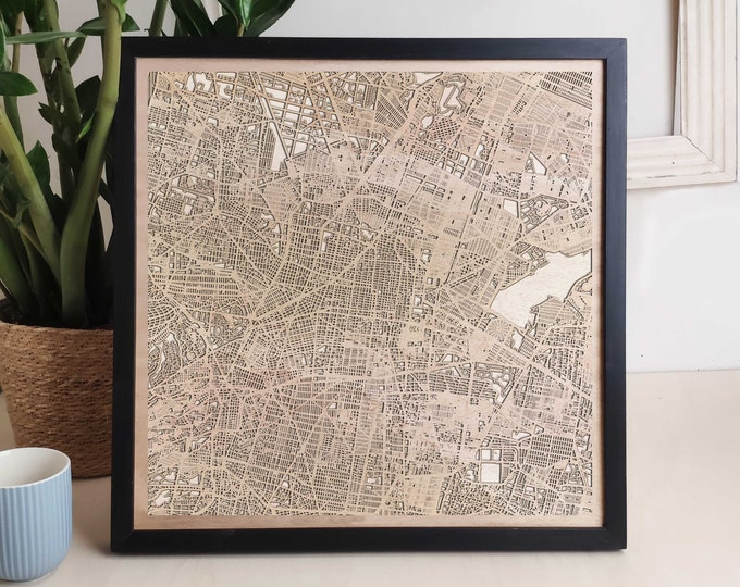 Mexico City Custom Wood Map - Personalized Art Gift