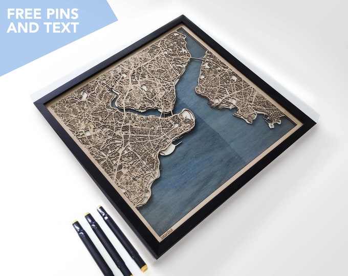 Istanbul Wood Map - Laser Cut Wood Gifts