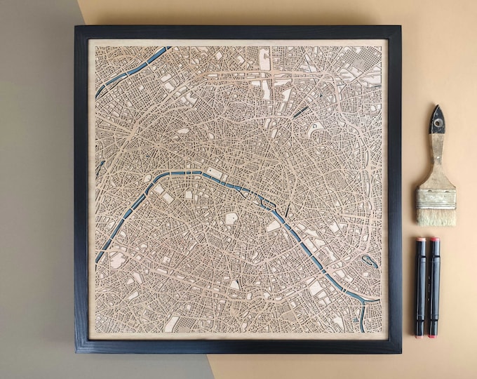 Paris Personalized Wooden Map - Home Decor Wall Art Gift