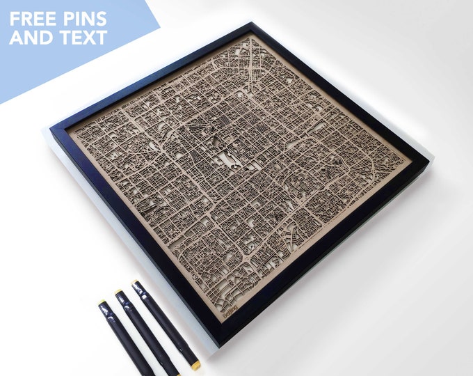 Beijing Wood Map - Laser Cut Wood Gifts