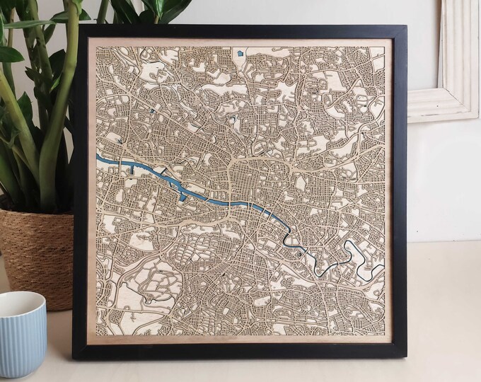 Glasgow Custom Wood Map - Personalized Art Gift