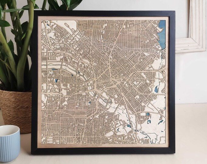 Dallas Custom Wood Map - Personalized Art Gift