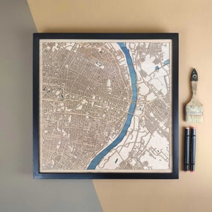 Carte en bois personnalisée de Saint-Louis - Cadeau d'art mural pour décoration d'intérieur