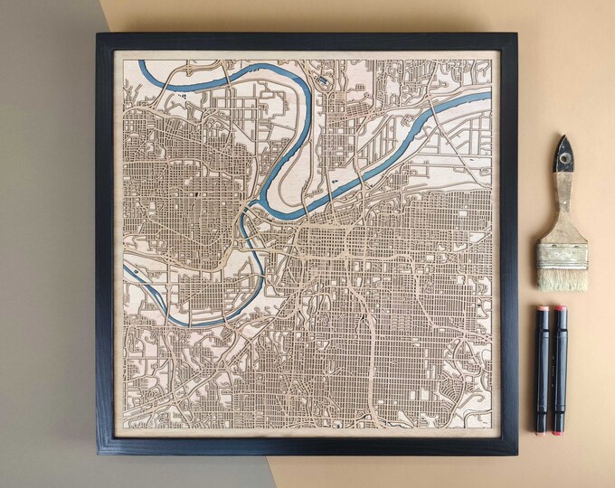 Kansas City Personalized Wooden Map - Home Decor Wall Art Gift