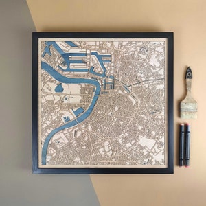 Carte en bois personnalisée d'Anvers - Cadeau d'art mural décoration d'intérieur